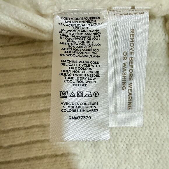 ANN TAYLOR Fair Isle Sweater Ivory Tan Black Wool Blend Size XSmall - Picture 2 of 6